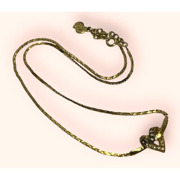 DIOR 80s-90s Germany Heart Necklace Gold Tone Rhinestone Made in Germany *READ* - Picture 5 of 7
